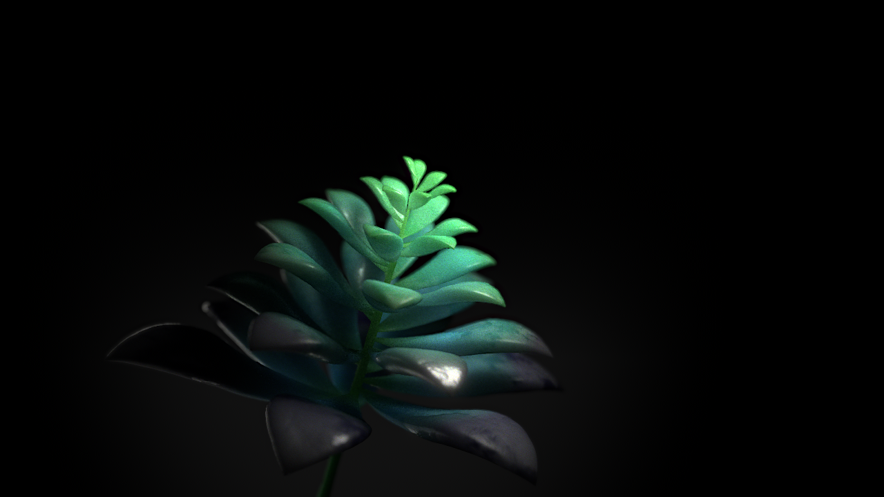 This studio render of a hyper-realistic succulent was achieved with a lot of reflectivity and coat mixed in with some subsurface scattering to get that slightly translucent look.