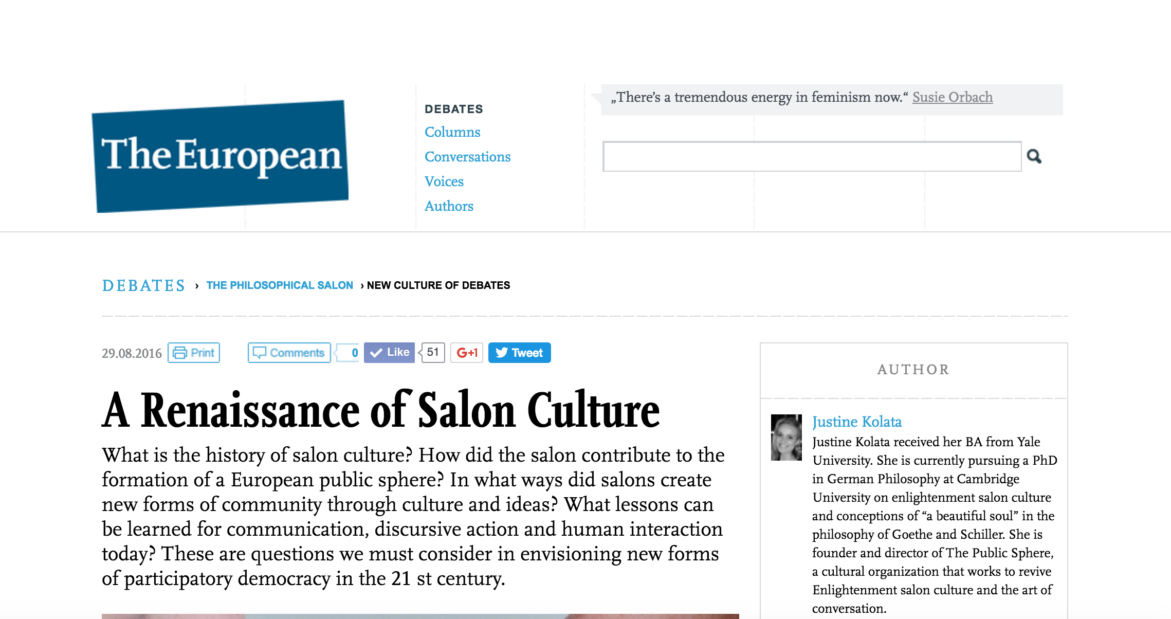 Our Article in The European