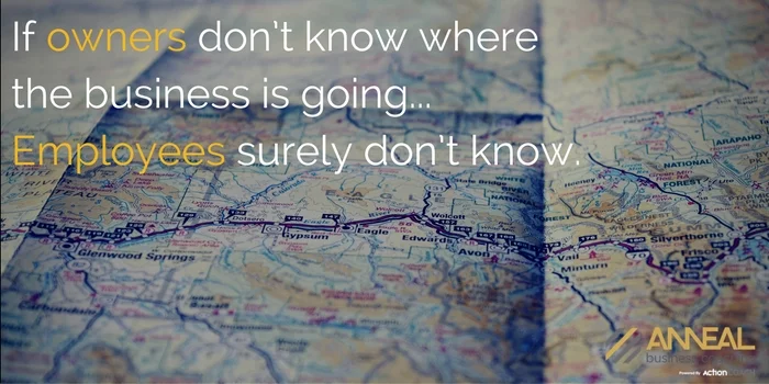 Martin Holland, Anneal Business Coaching quote graphic: "If owners don't know where the business is going... Employees surely don't know.