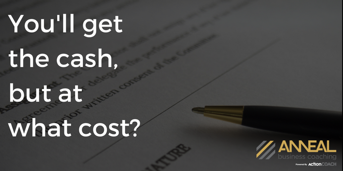 Martin Holland, Anneal Business Coaching, quote graphic: "You'll get the cash, but at what cost?