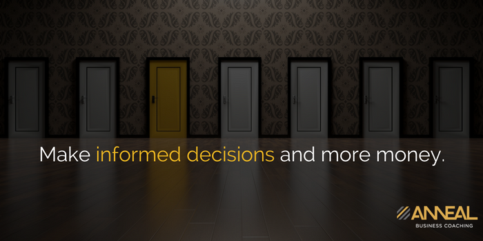 Row of closed doors with one open, illustrating how KPIs help owners make informed decisions and more money
