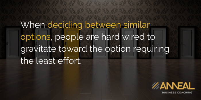 Martin Holland Anneal Business Coaching - When deciding between similar options people gravitate toward the option requiring the least effort