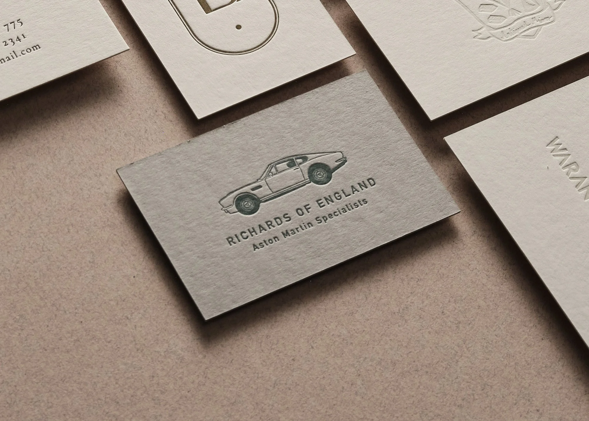 Duplex Letterpress deboss business card on grey stock