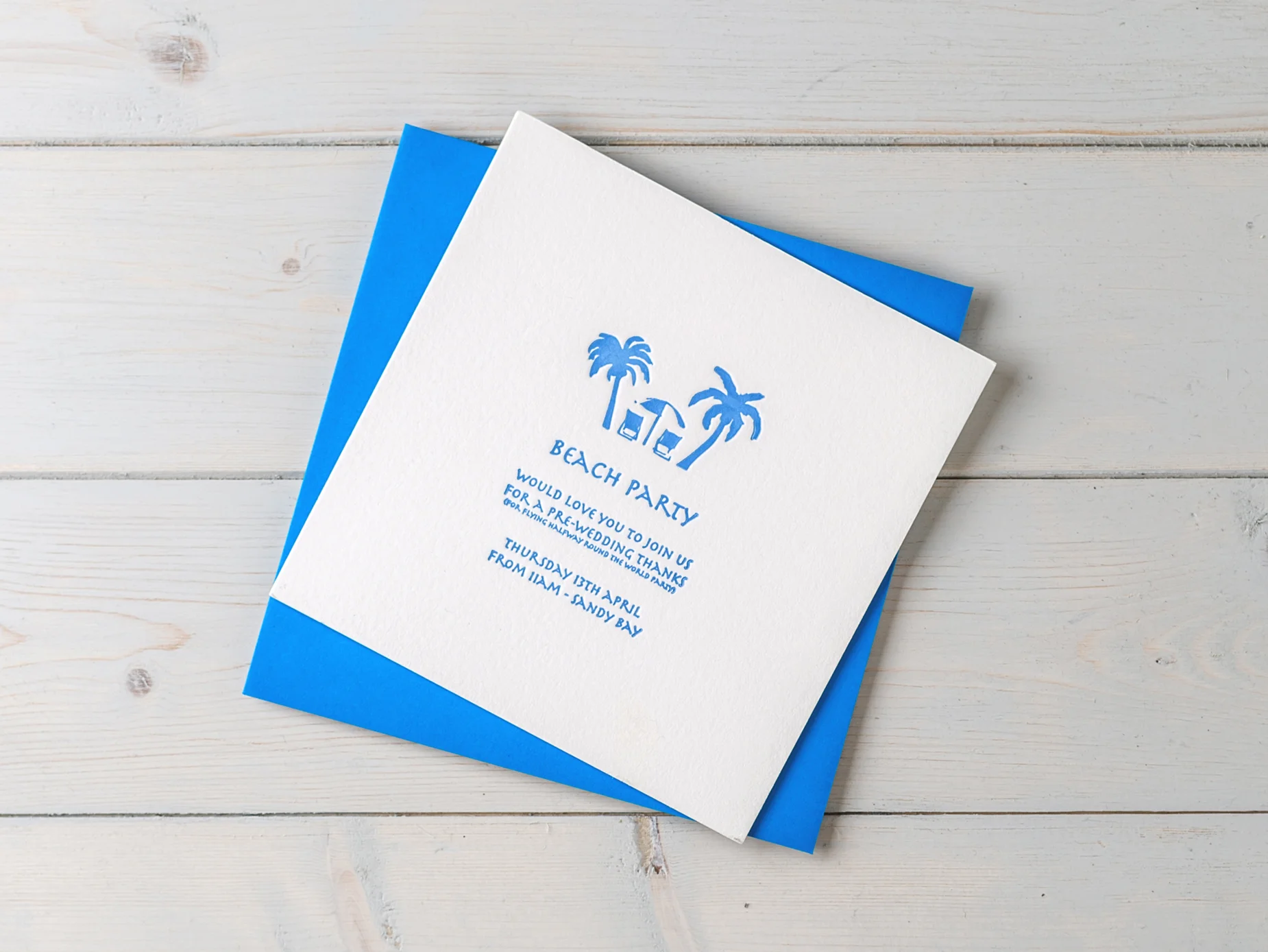Letterpress Beach Party Invitation