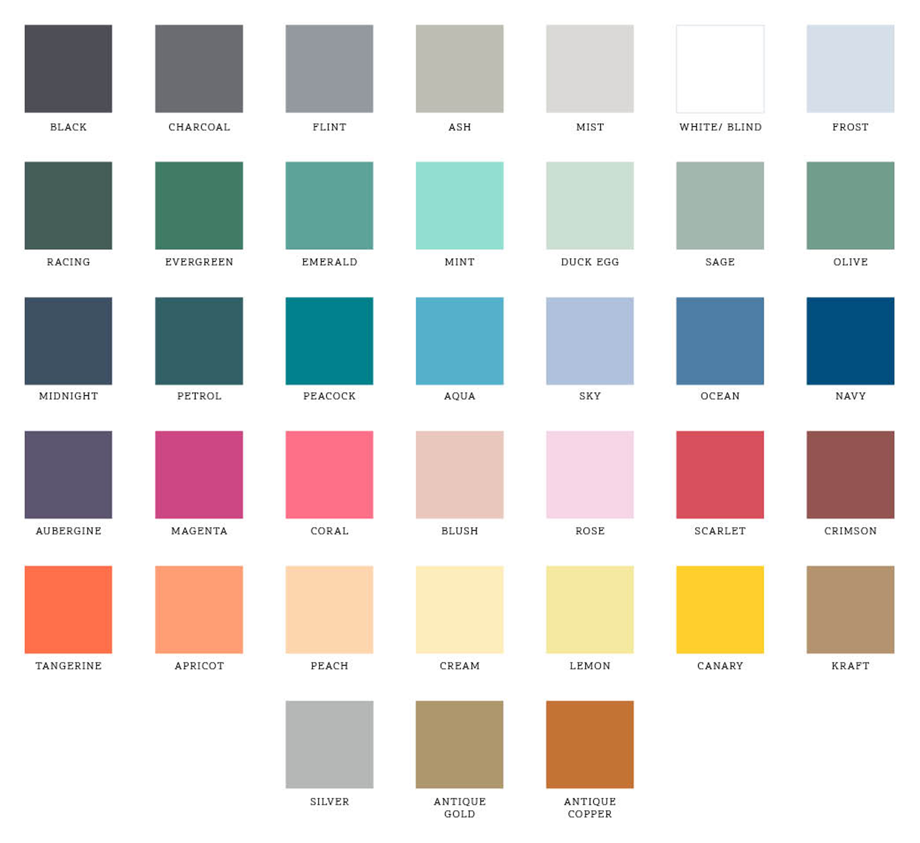 INK & ENVELOPE COLOURS