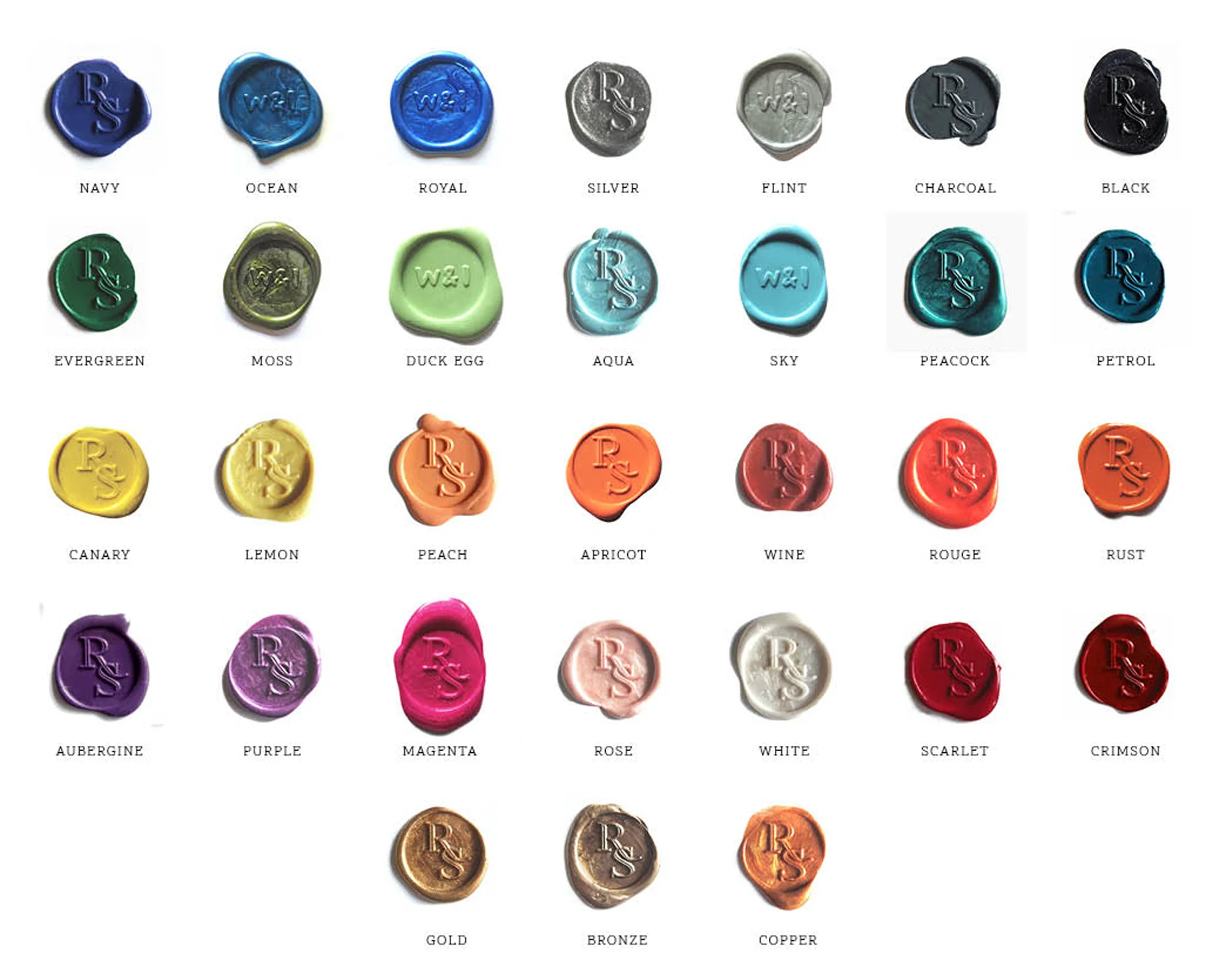 SEALING WAX COLOURS
