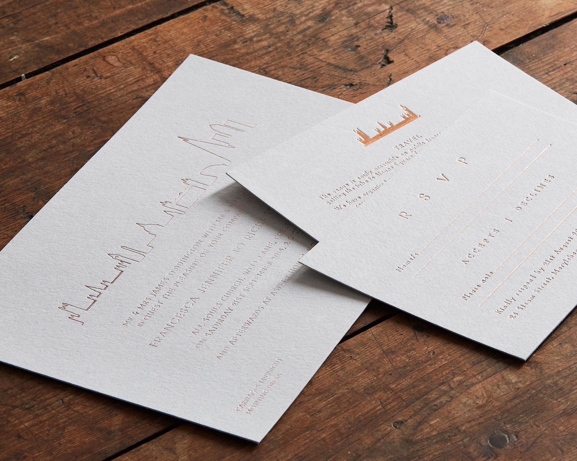 Copper Foil Invitation Set