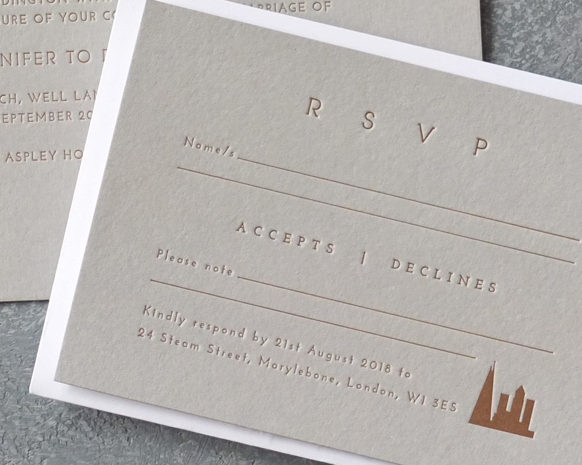 RSVP Card Letterpress Detail