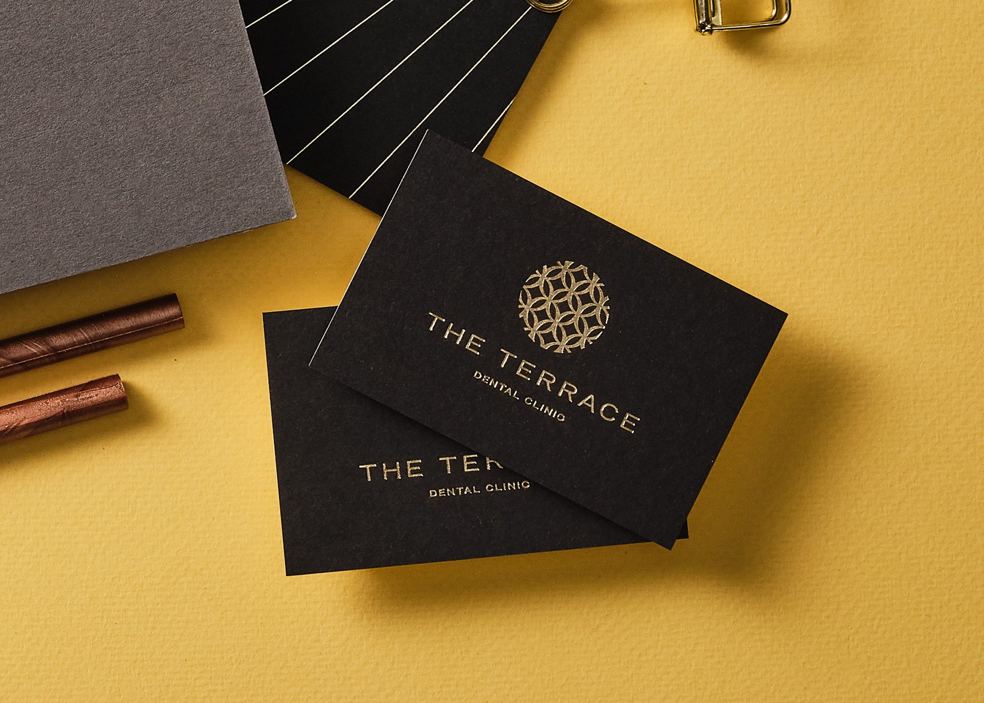 Gold foil printed business cards with luxury premium finish