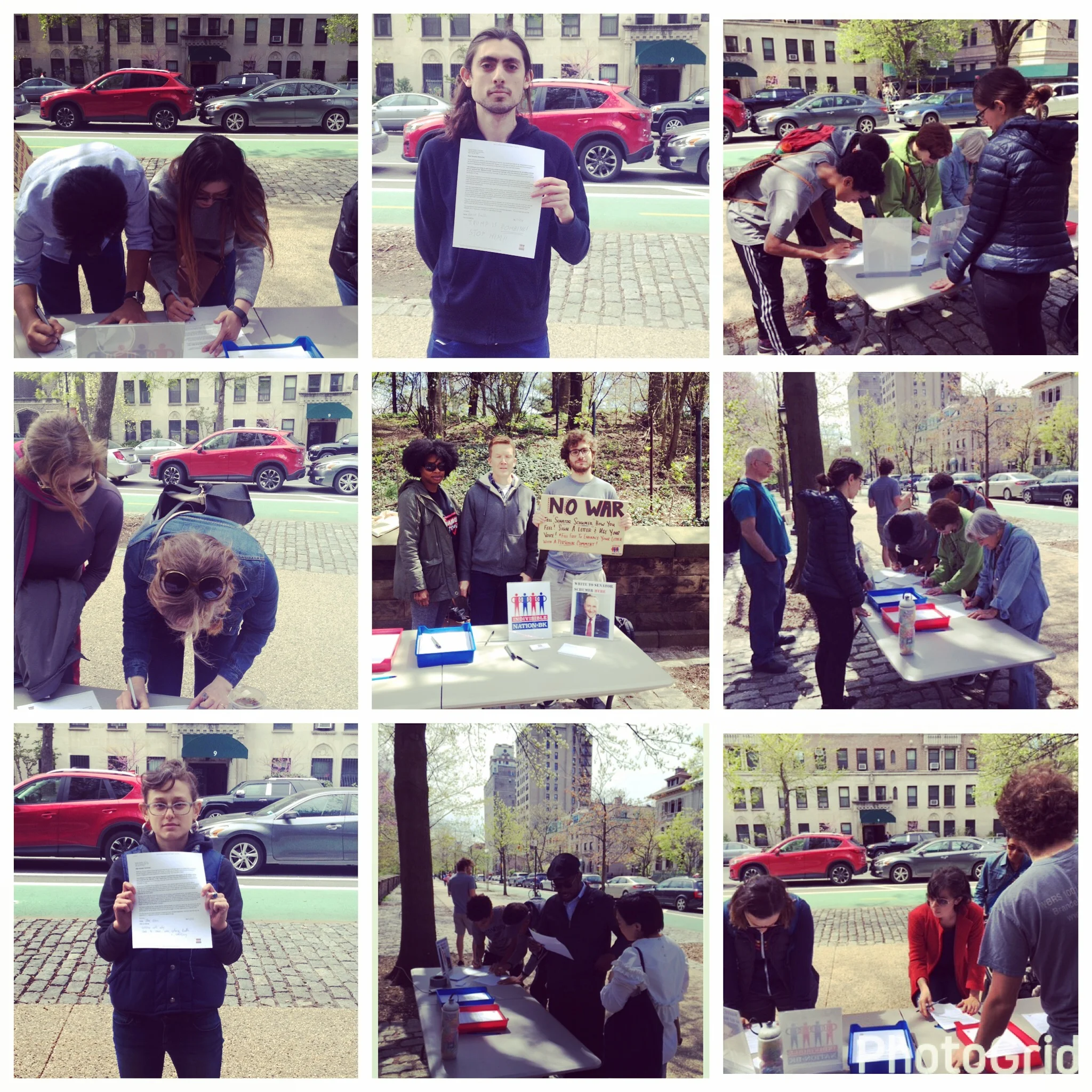 Tabling in front of Senator Schumer's Brooklyn apartment building