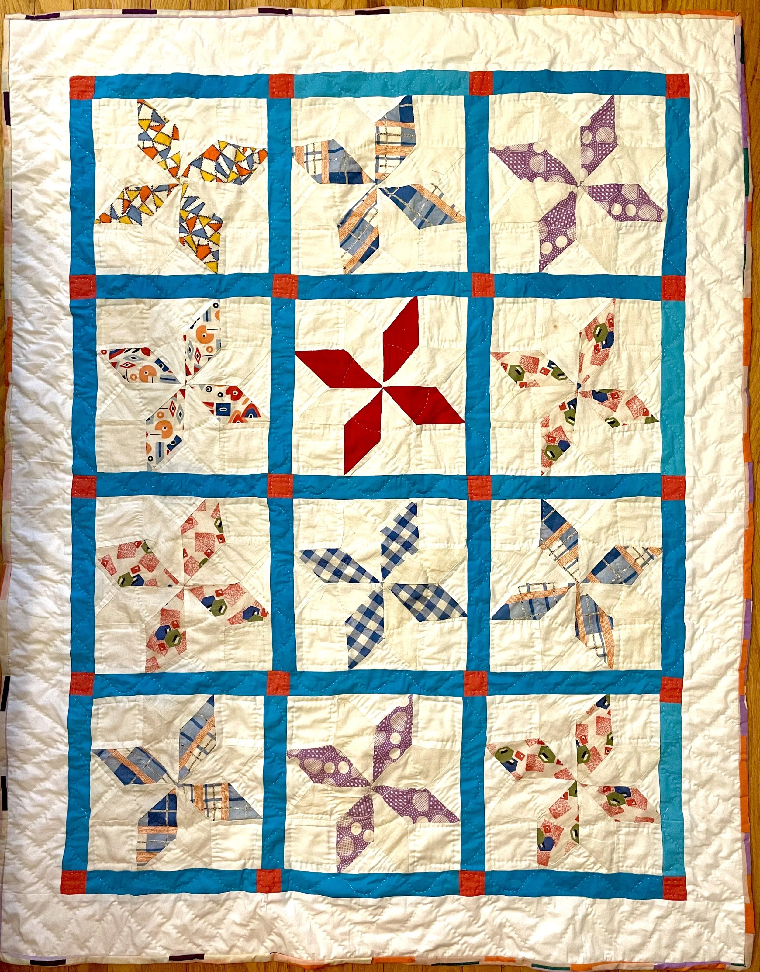 12 stars, quilt made from vintage squares