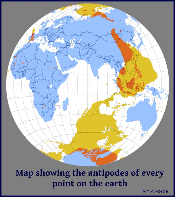 sketch of antipodal globe