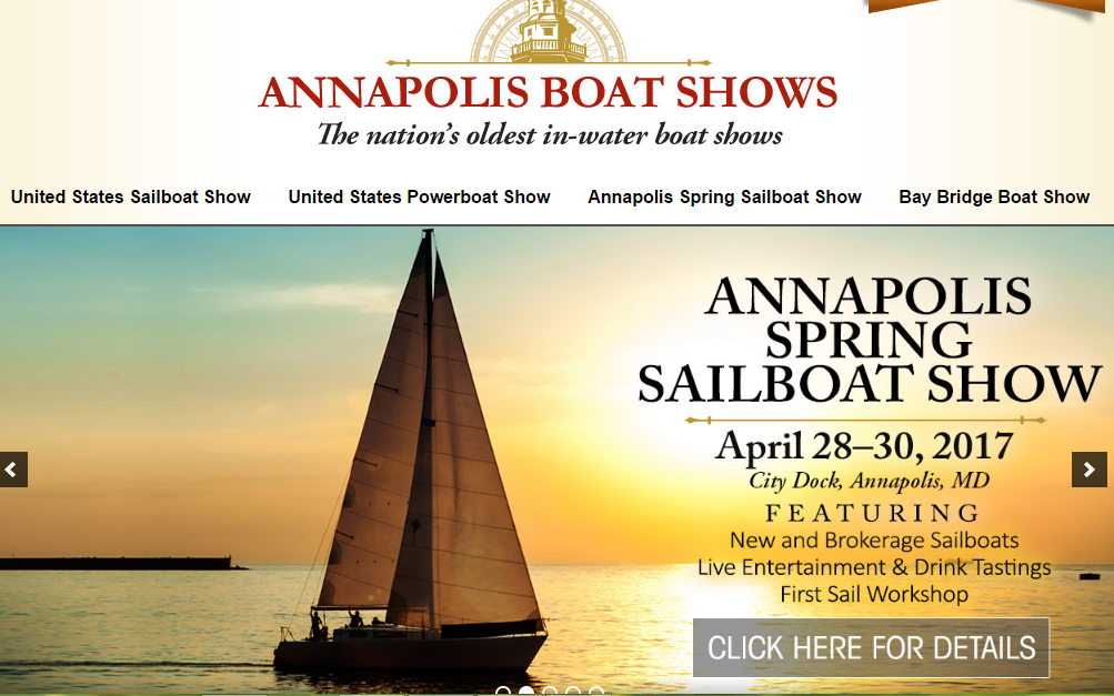 Boat shows like this one in Annapolis are great ways to learn more about what boats are available and their features. Many times they offer informative seminars for new and old sailors alike.