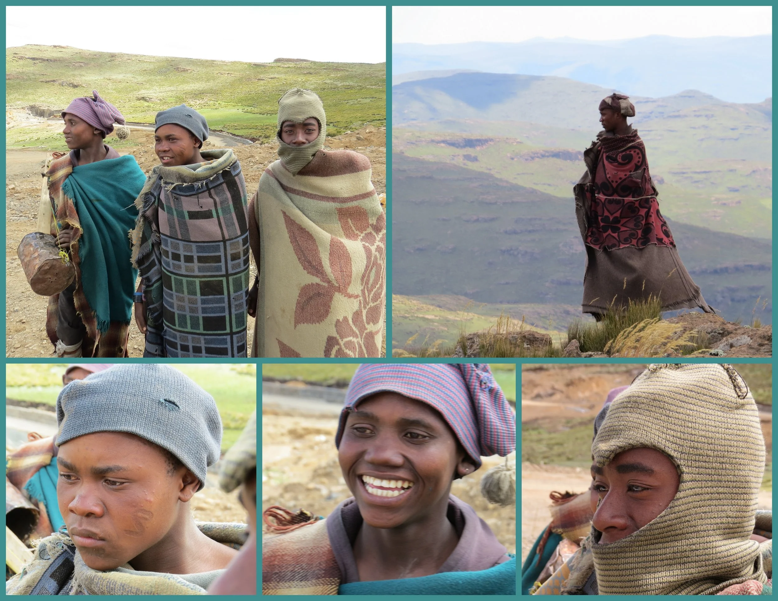 The shepherds were wrapped in blankets and hats to protect against the cold winds, harsh sun and blowing sand.