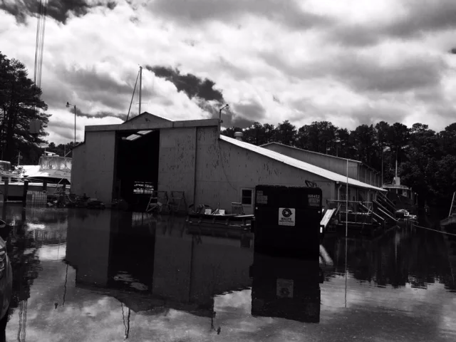 Parts of the boatyard were under water!