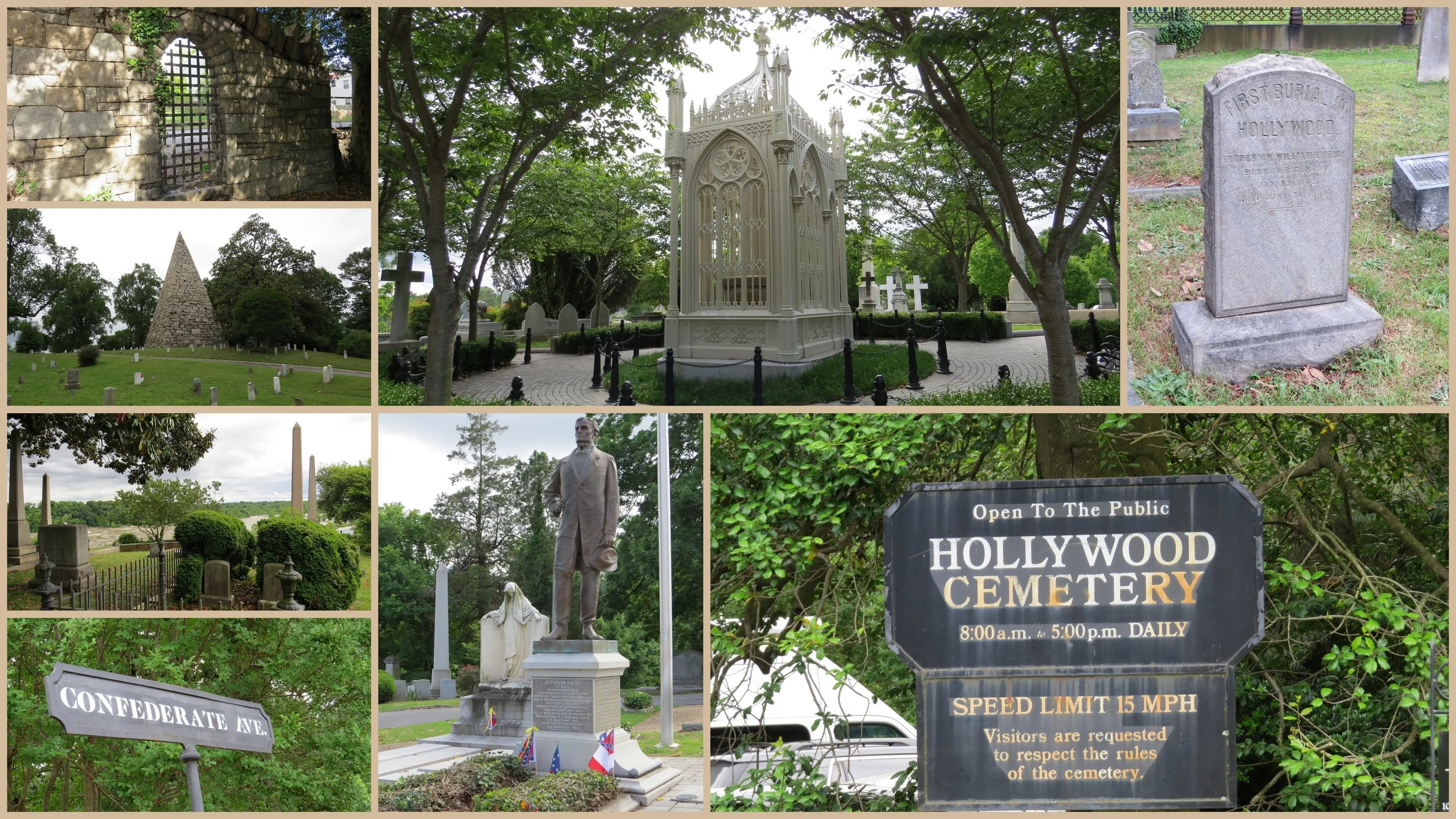 James Monroe's monument is top center; Jefferson Davis left center. 
