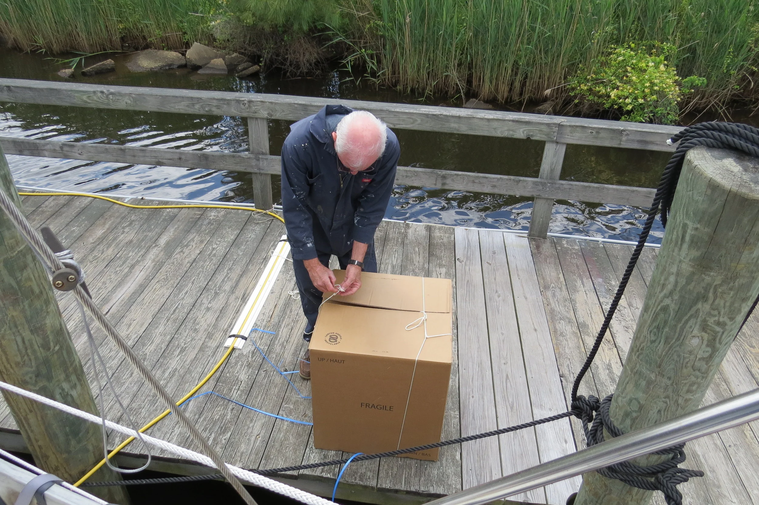 Getting the stove from the dock to the galley was a challenge. 