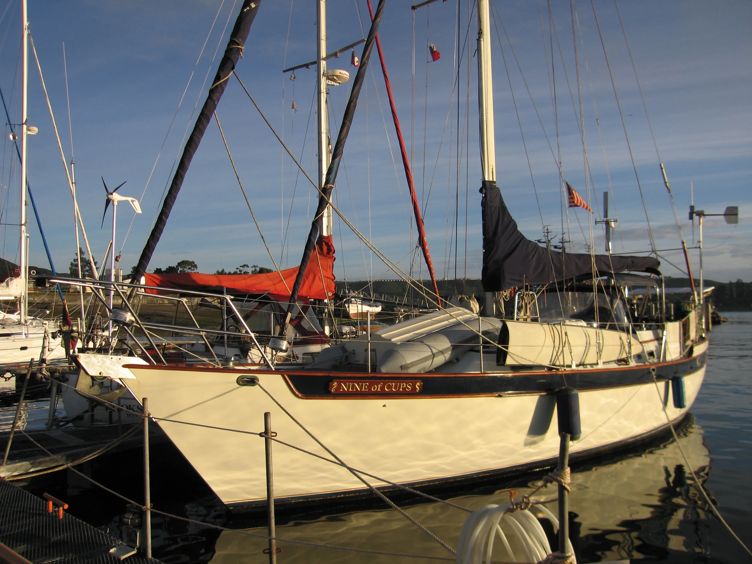 Nine of Cups berthed at Club Nautico in Puerto Montt, Chile
