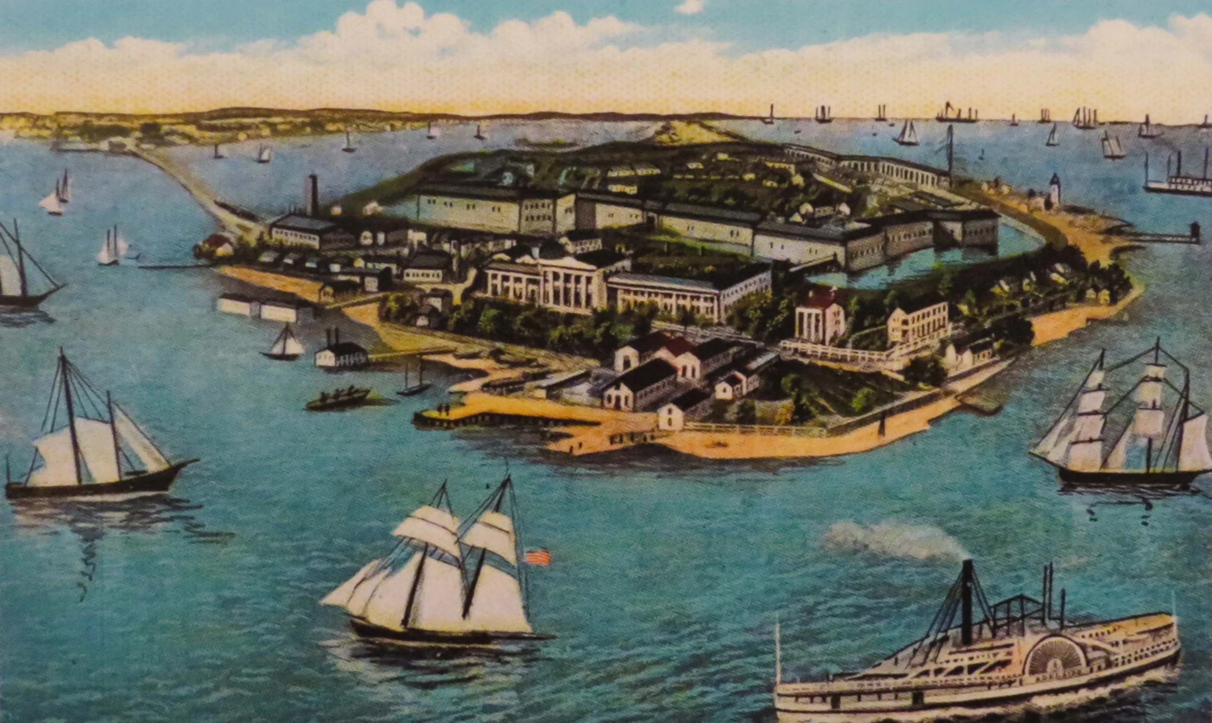 19th century print of Fortress Monroe