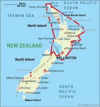 Nine of Cups' 2009-2010 route around the North Island