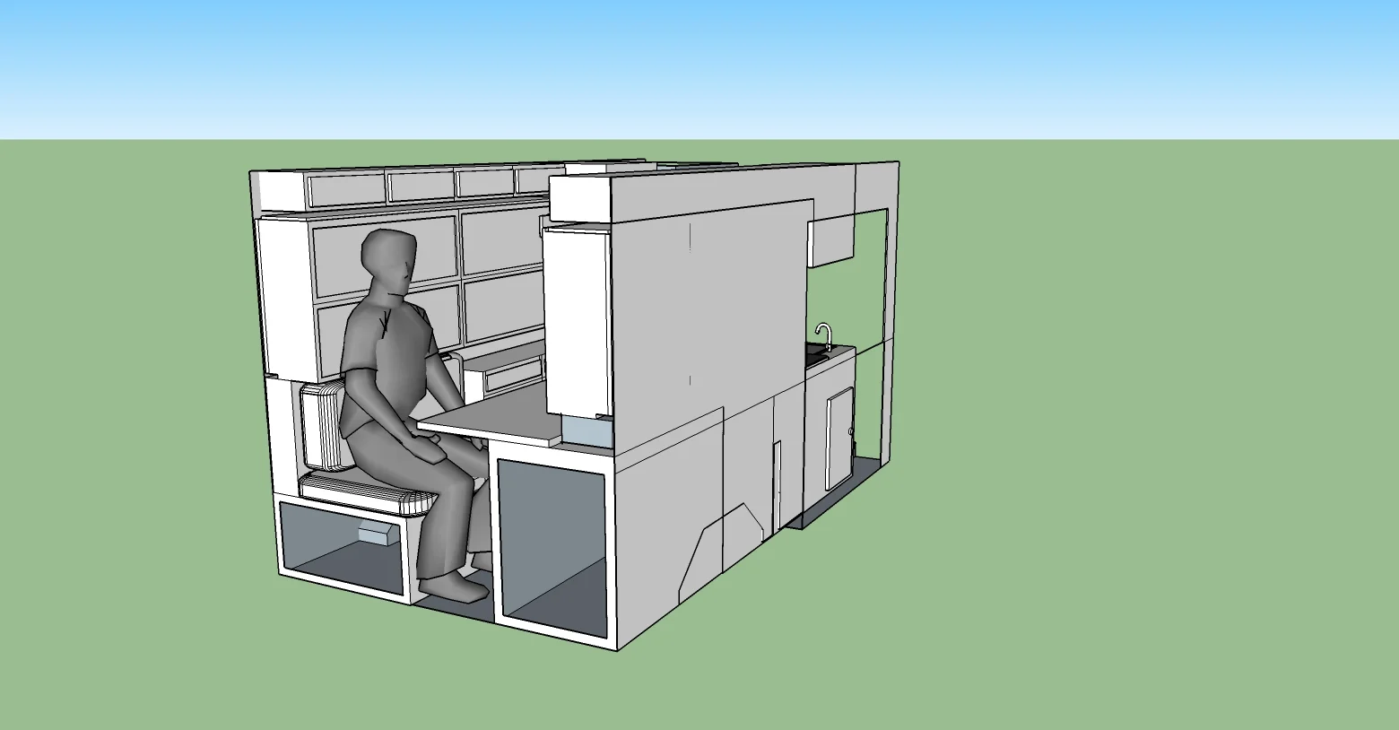 Blue layout with beds up