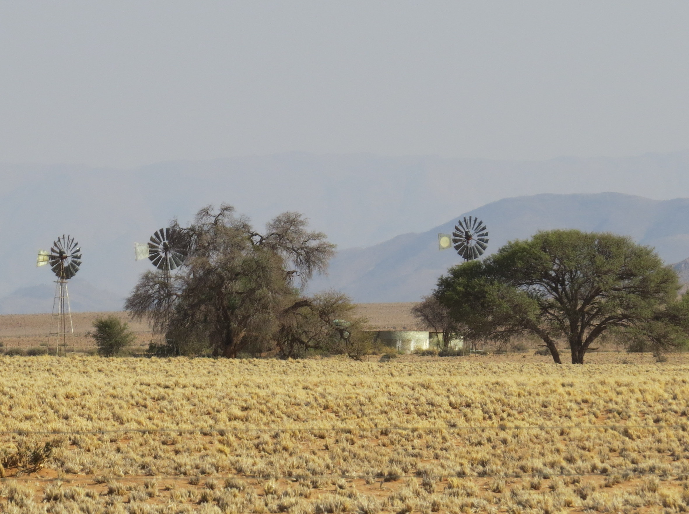 Farms dotted the arid countryside.