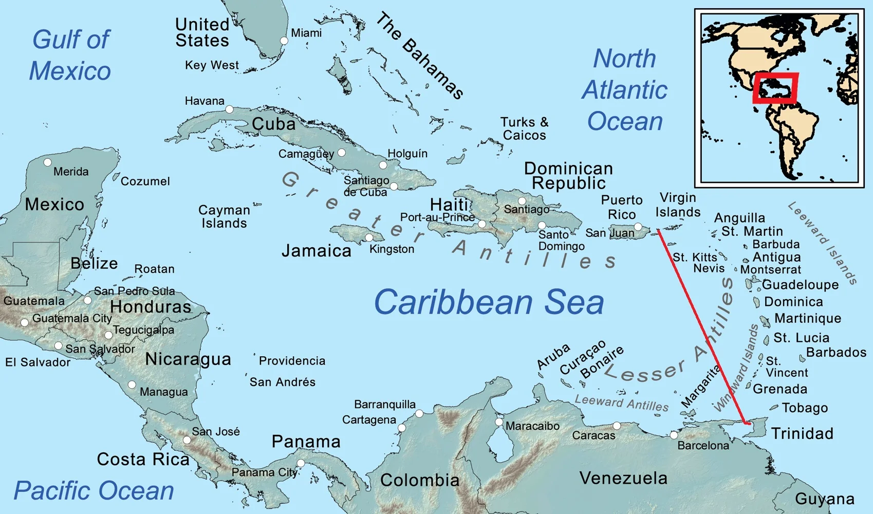 The 520nm passage route from Trinidad to Culebra Island off Puerto Rico.