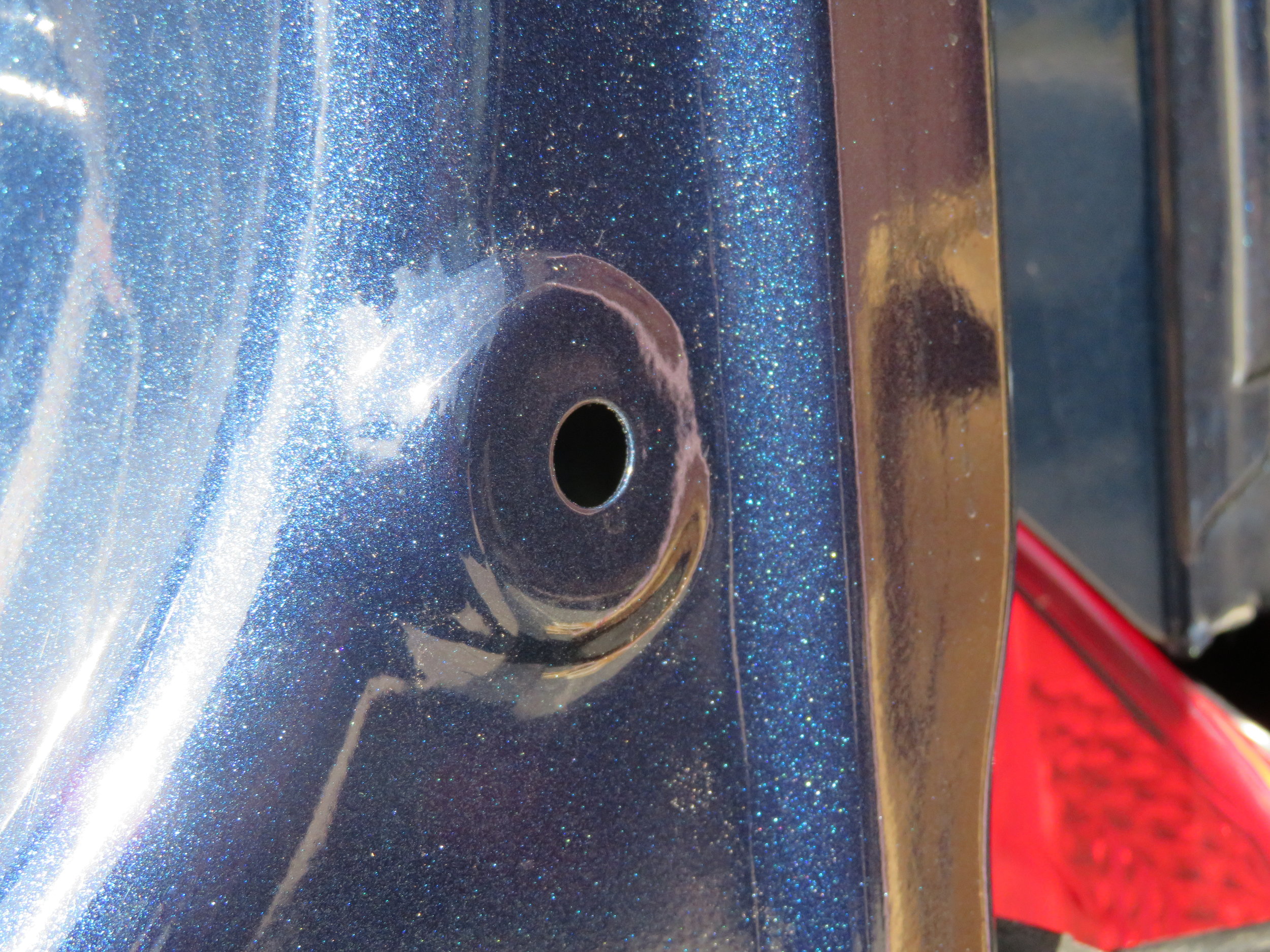 A virgin hole, ready to insert a rivet nut