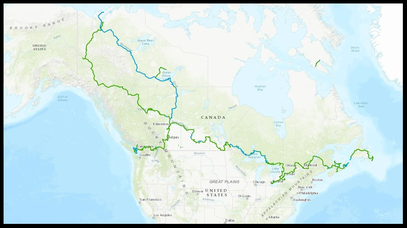Map of the Great Trail - Canada. We're talking a serious hike here.