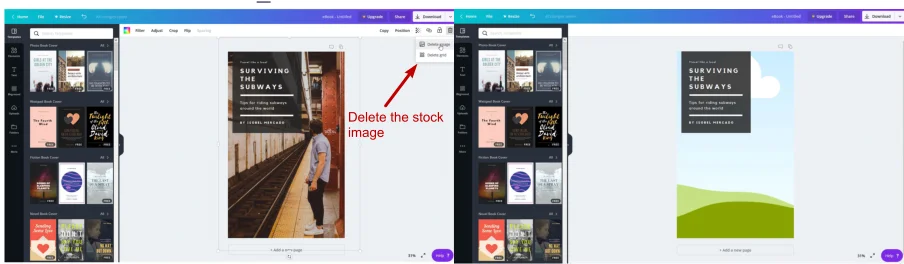 Delete the stock image, which leaves a plain background
