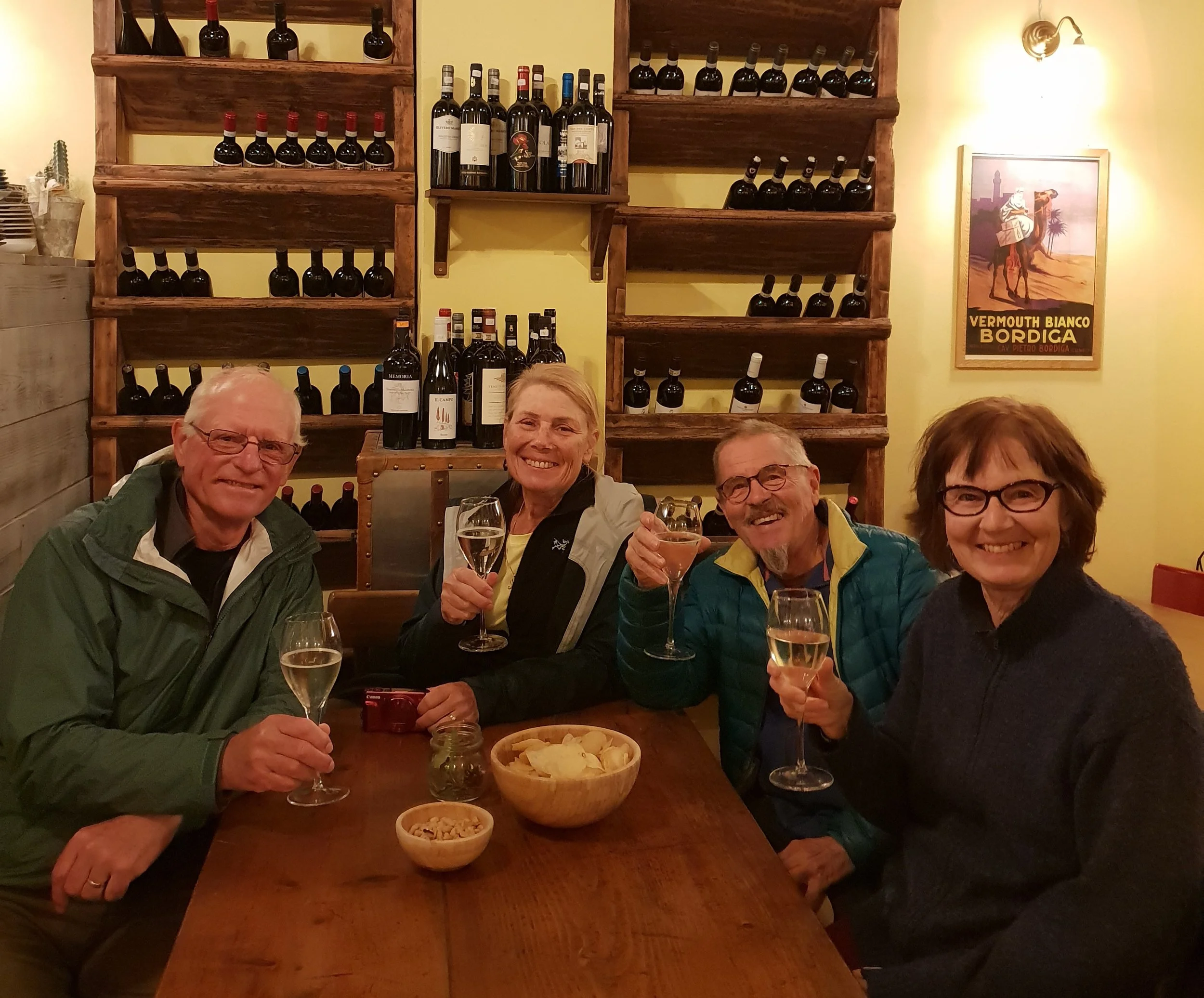 At a prosecco bar with Peter and Ulla celebrating a long overdue reunion.