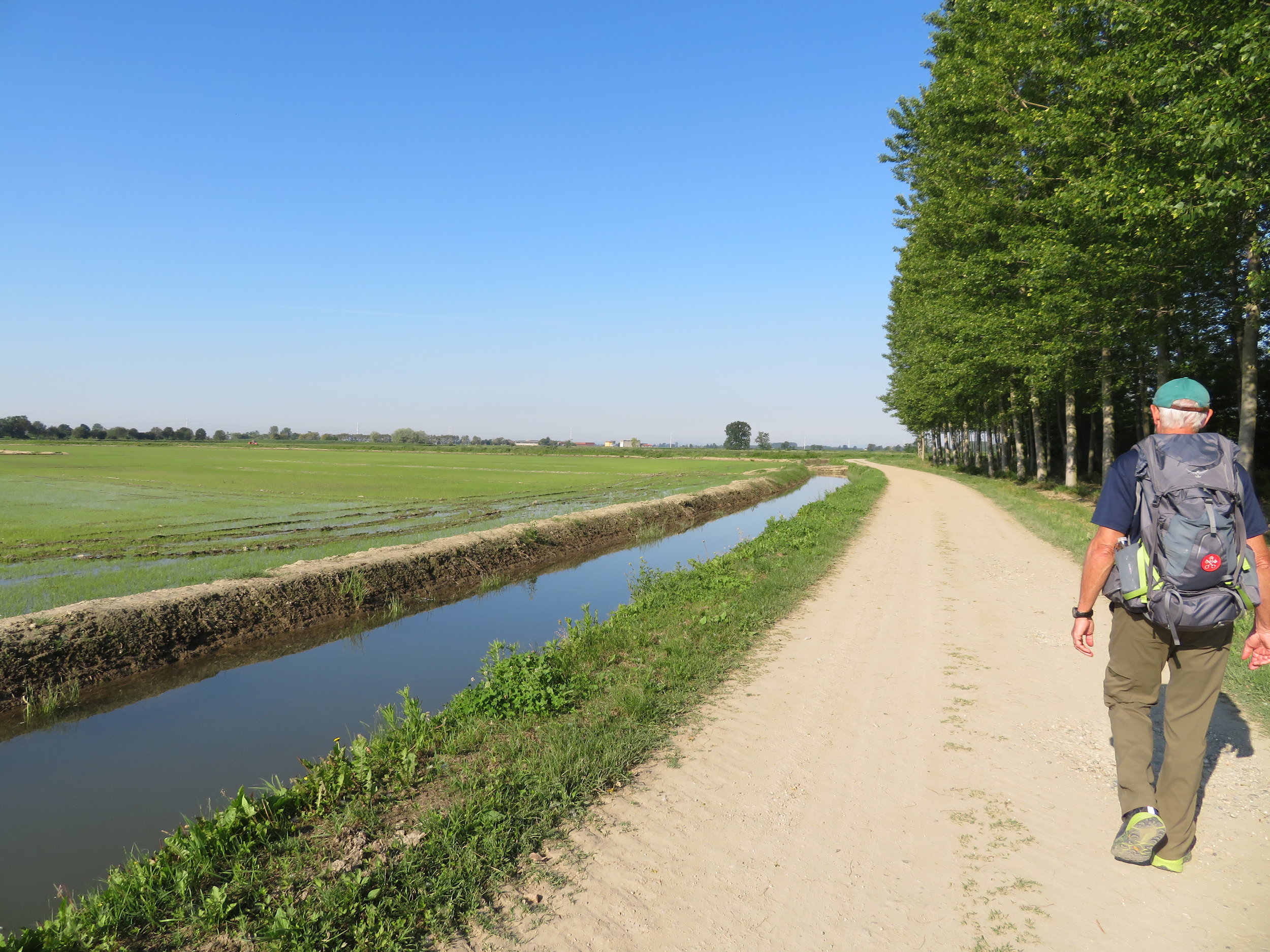 Walking along the irrigation canals and rice fields