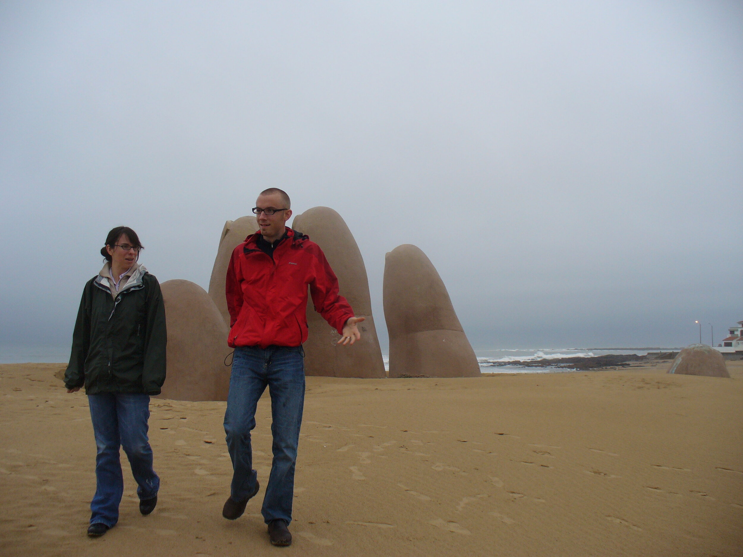 Visiting 'La Mano'... a hand sculpture sticking up out of the beach sand