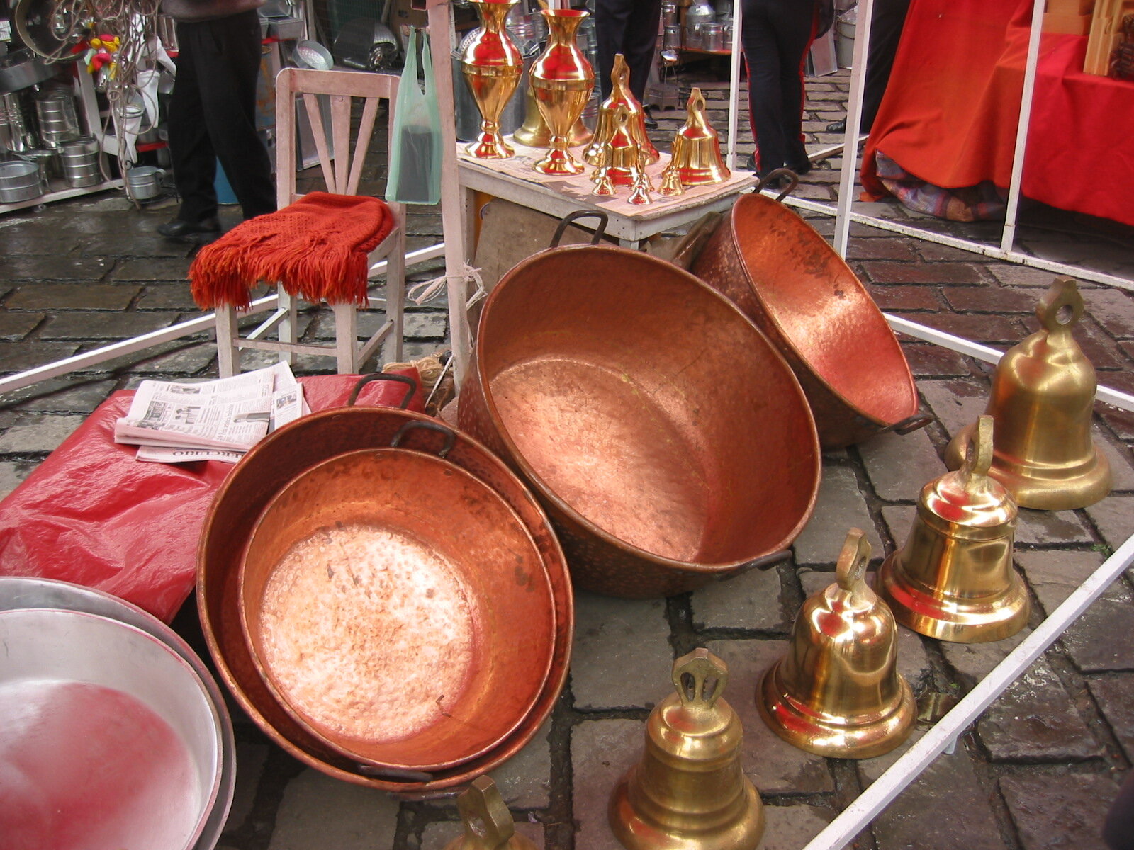 Copper pots and brass bells