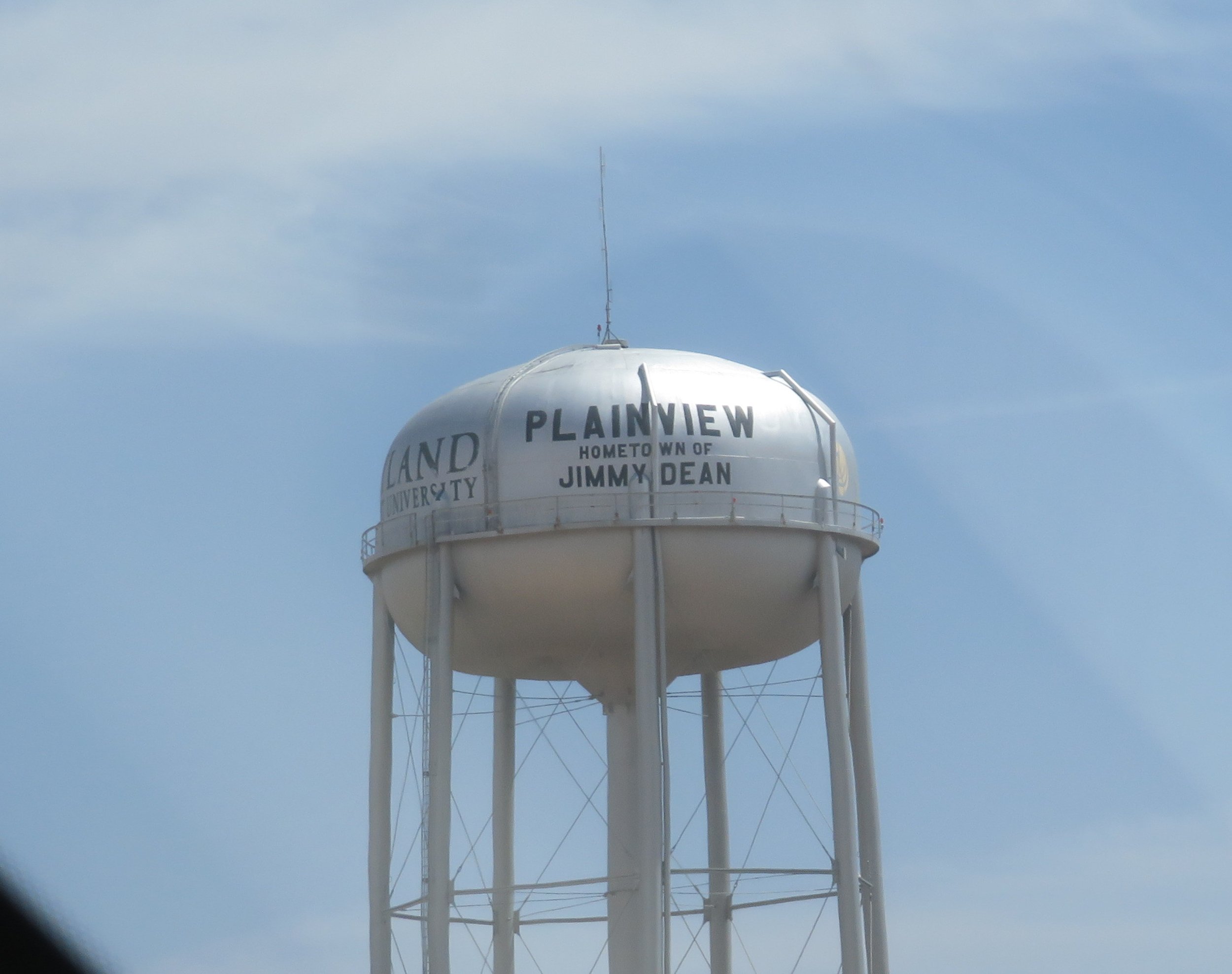 Even the water tower shouts his name.