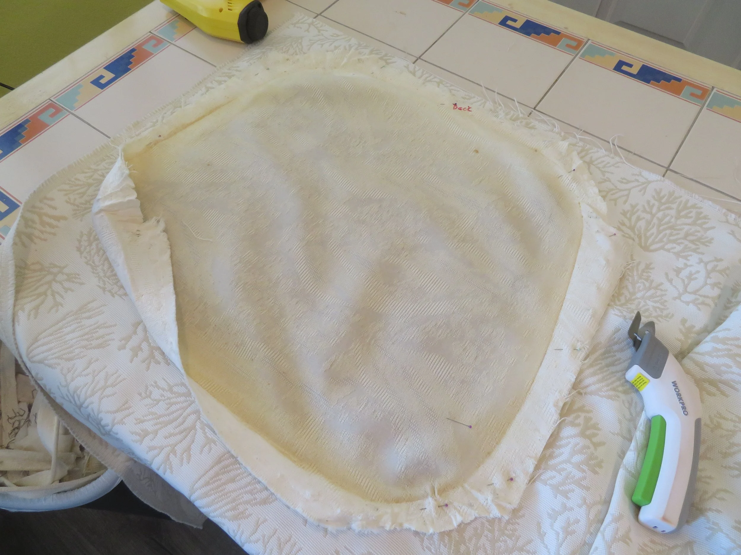 I used the old seat fabric as a pattern.