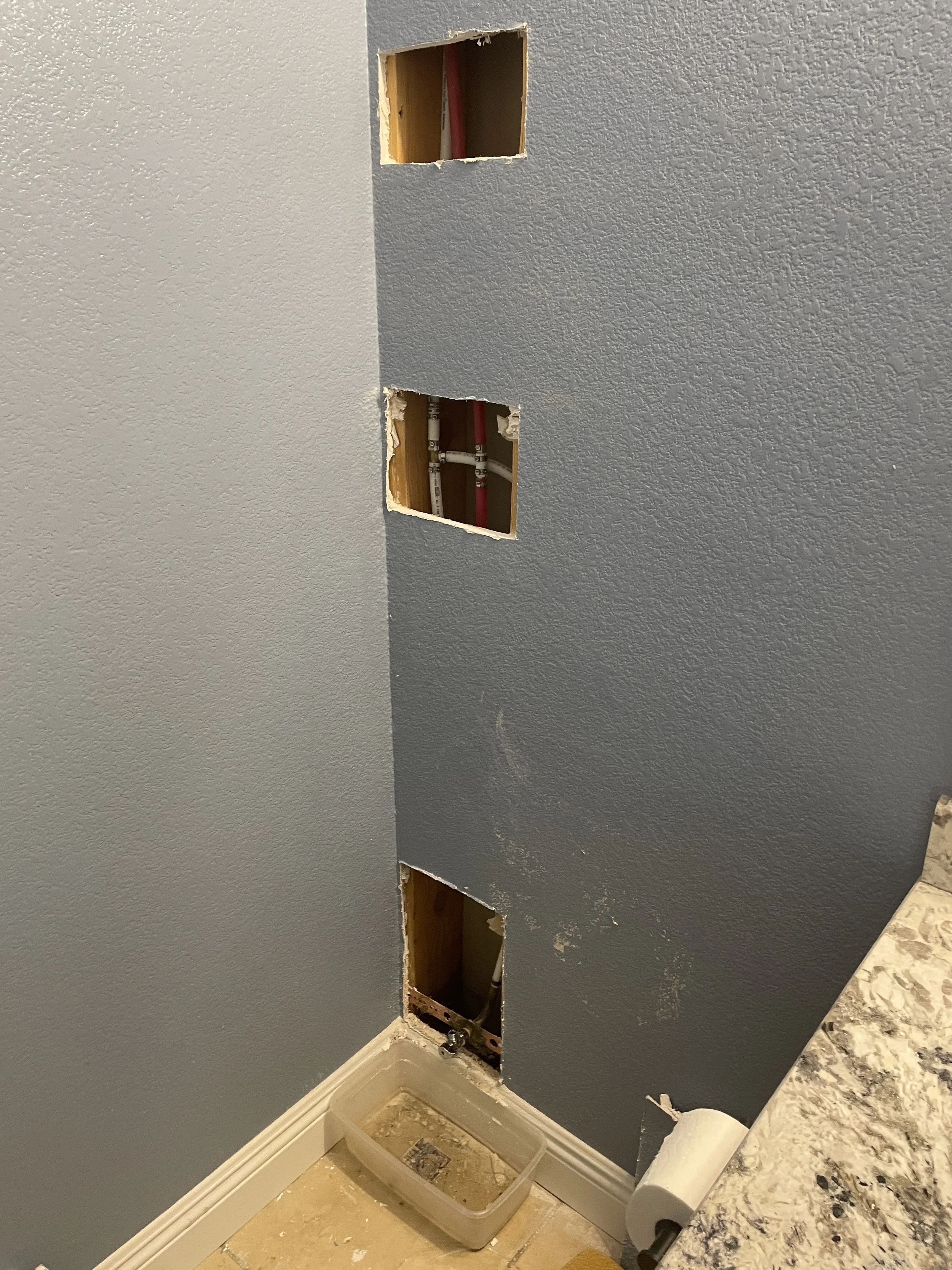 One leak inside a wall was har d to find