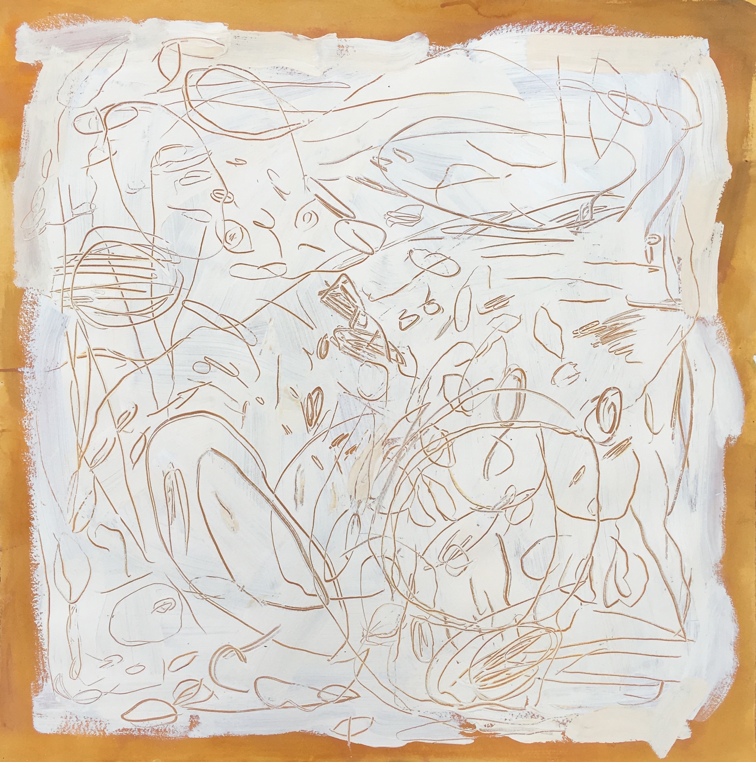 Hatch Mixed Media on paper Framed, 40" x 40" SOLD