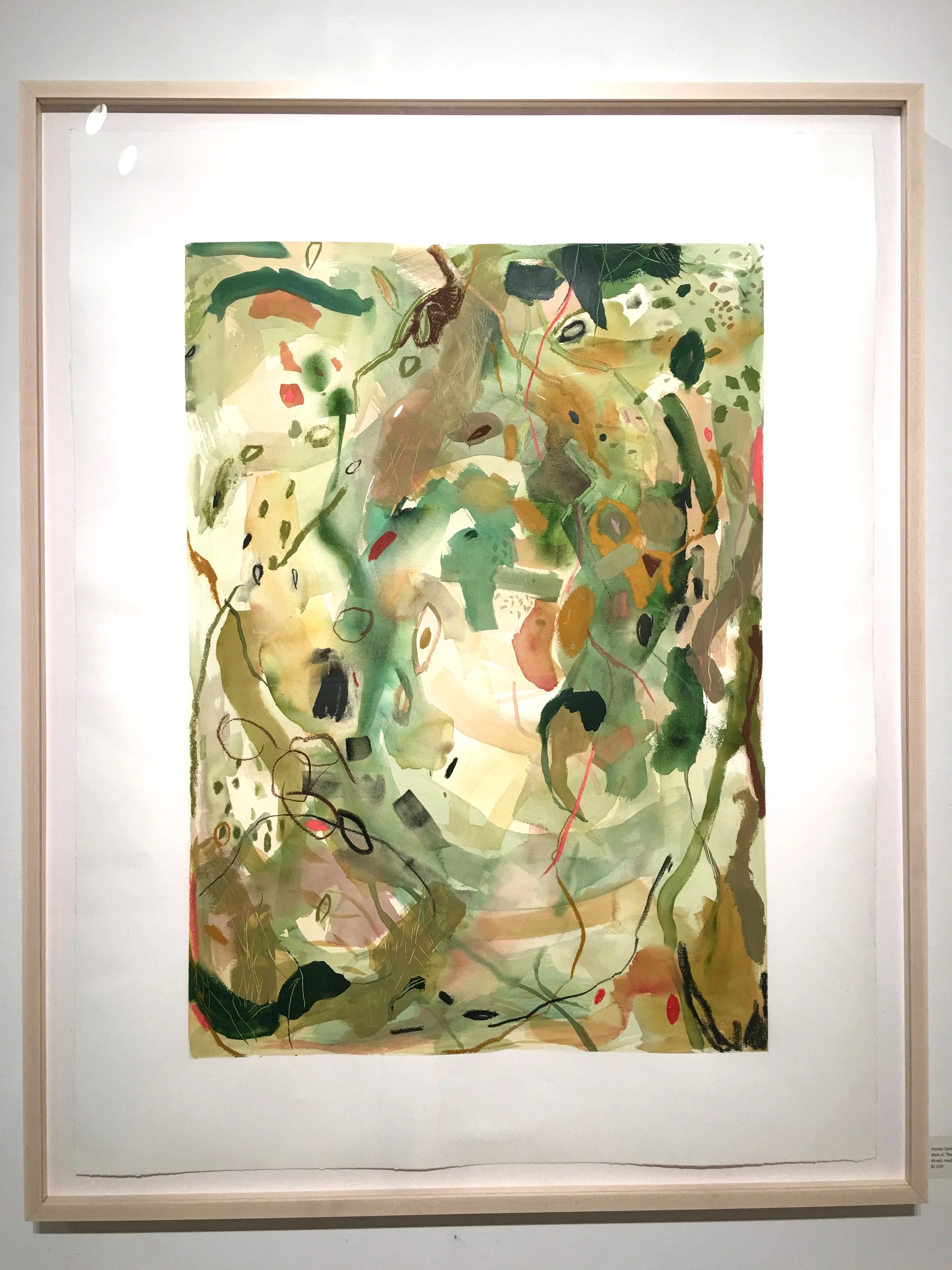 Secret Garden Mixed media on paper Framed, 39" x 49"