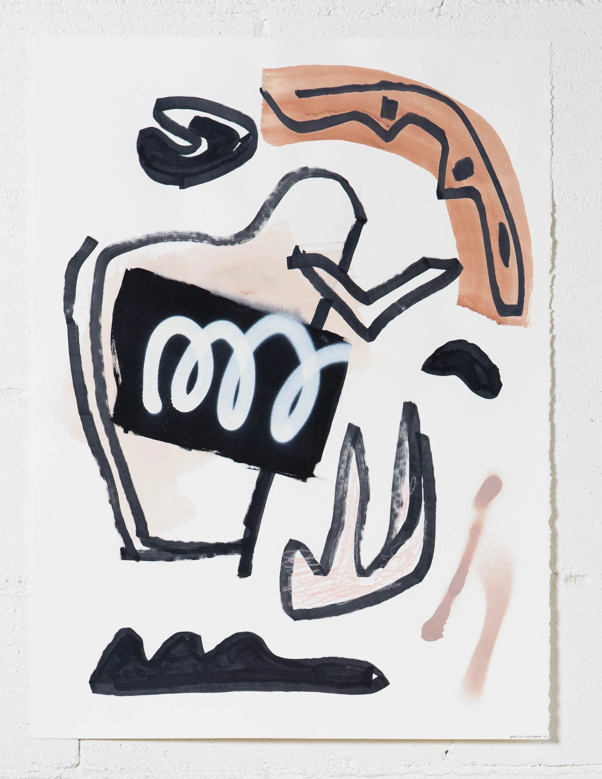 Zebra Cake 22" x 30", mixed media on paper