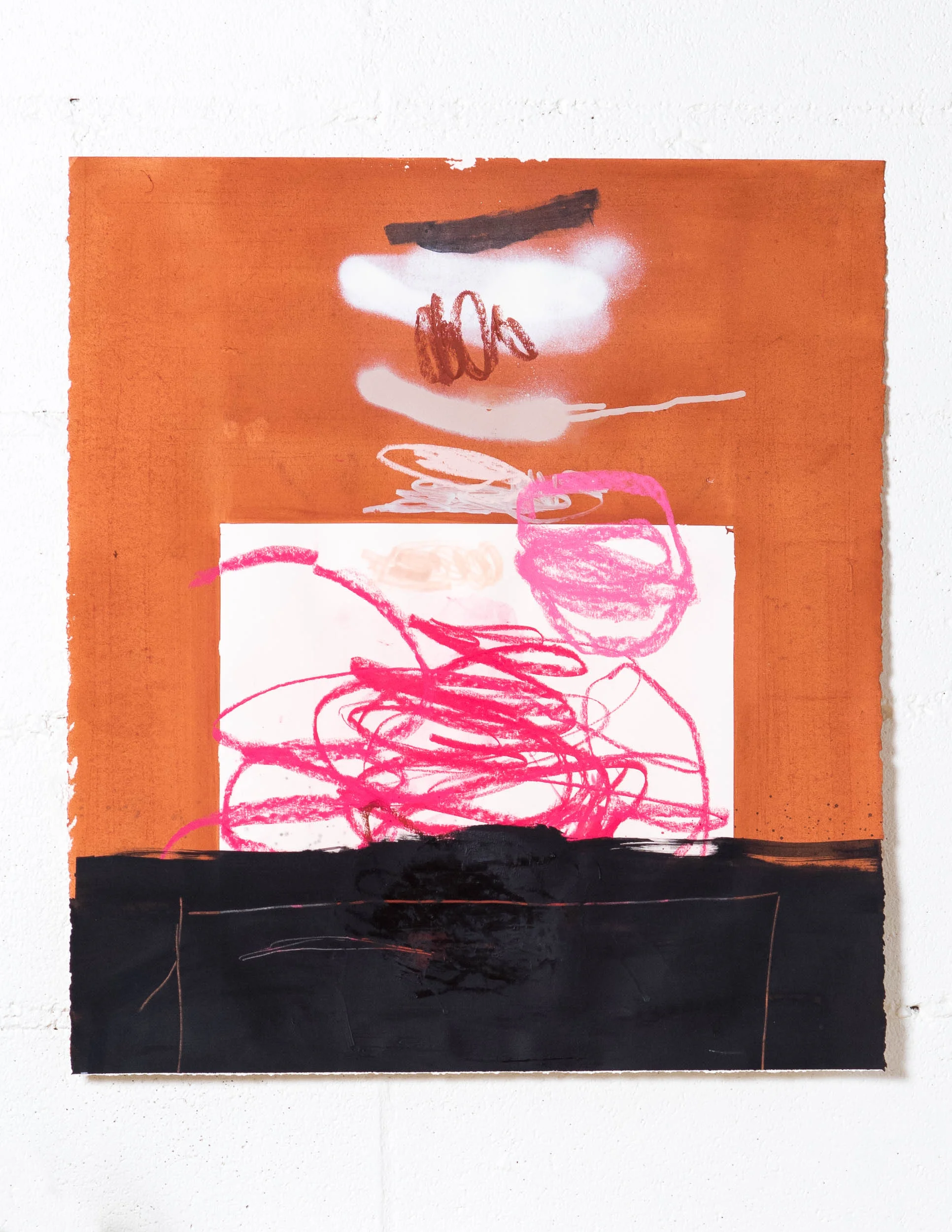 Brain 27" x 29" (framed), mixed media on paper