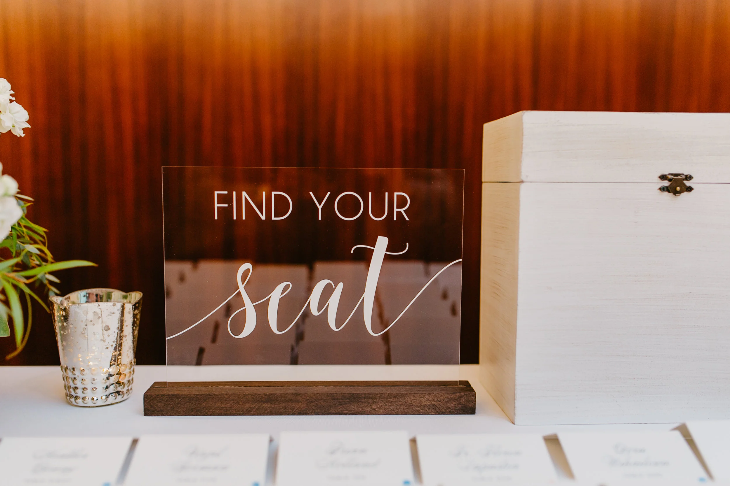 Acrylic find your seat sign