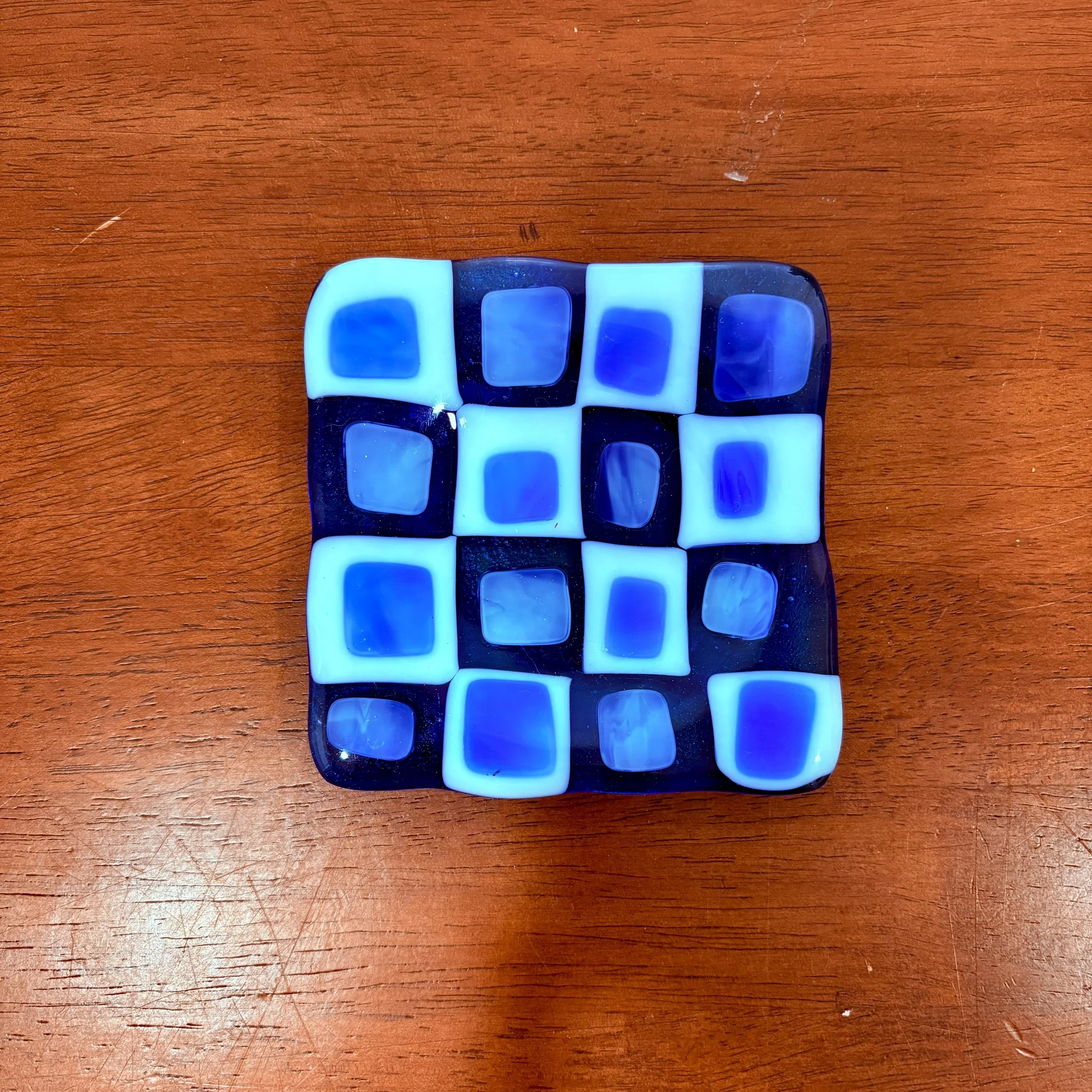 Blue Checkered Ring Dish