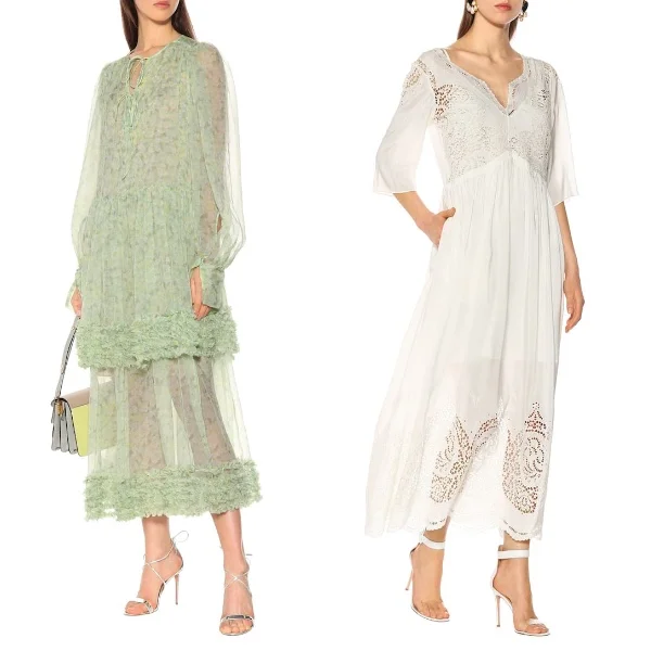 ステラマッカートニー Agar・ フローラル・シルク・マキシ・ワンピース Broderieアングレーズシルクドレス Photo: mytheresa