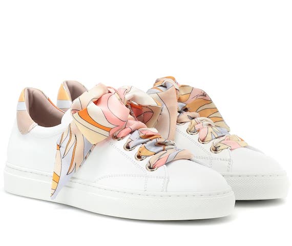 エミリオプッチ パステルスカーフ・ロゴ レザー スニーカー Photo: mytheresa
