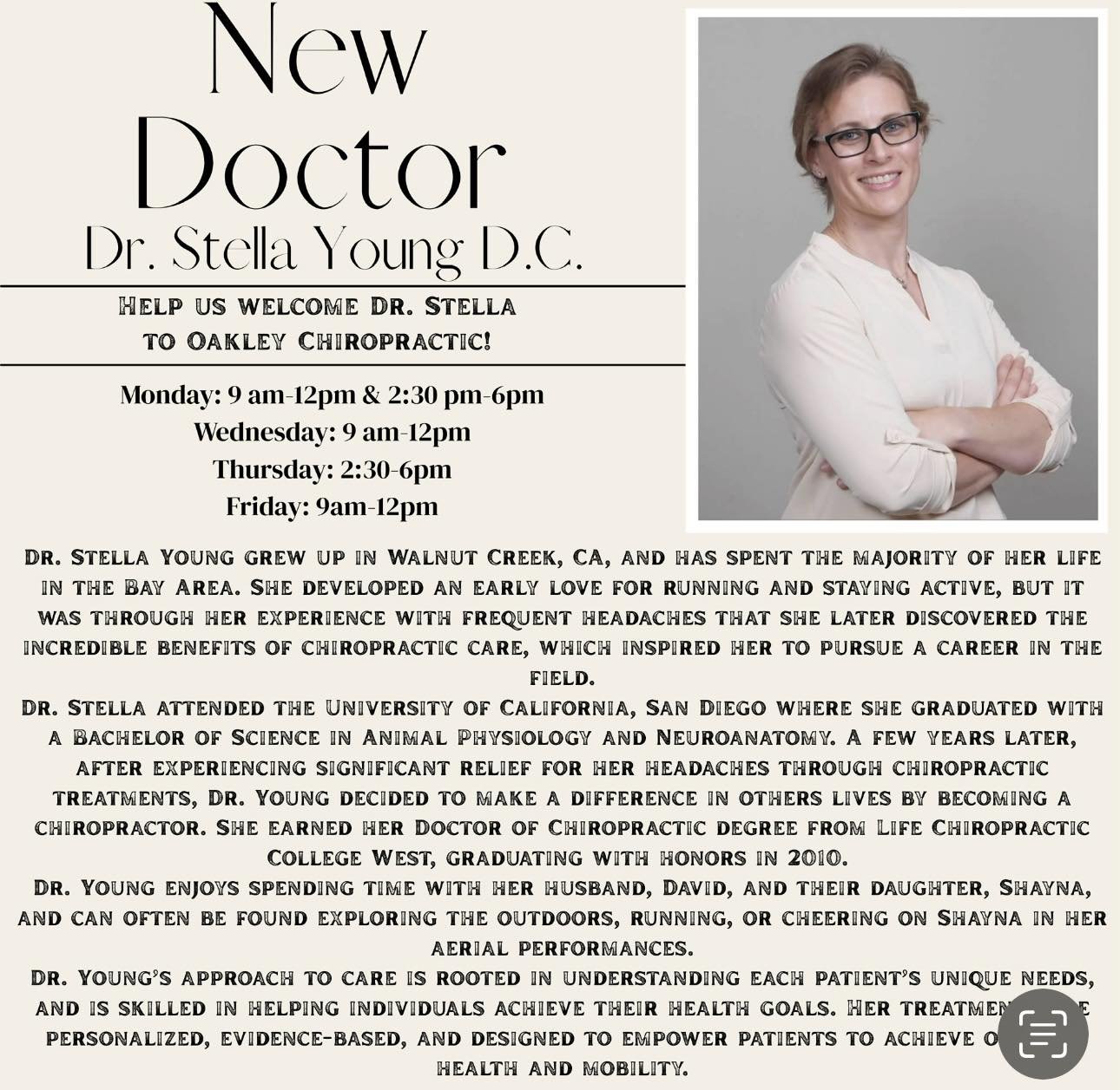 Dr. Stella Young of Oakley Chiropractic