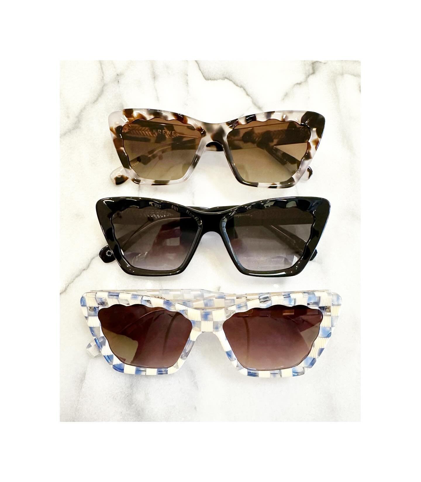 The BRIDGETTE from @krewe is back and in new colours. We love this gorgeously sculptural sunglass. Those scallop details are so beautiful! Available in store now.