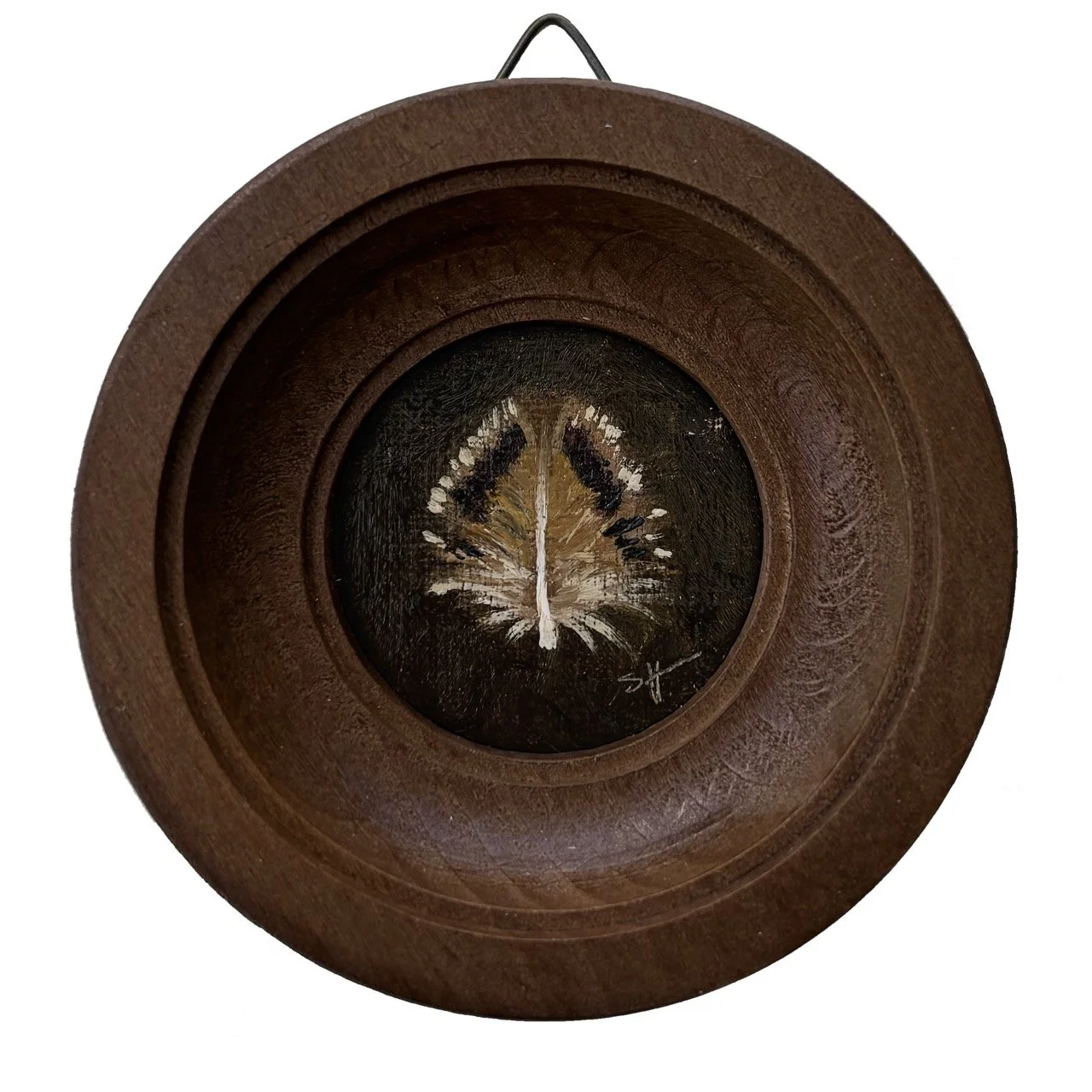 Quail Feather Study, 3%22 Round, Framed Oil on Linen, $250 Large.jpeg