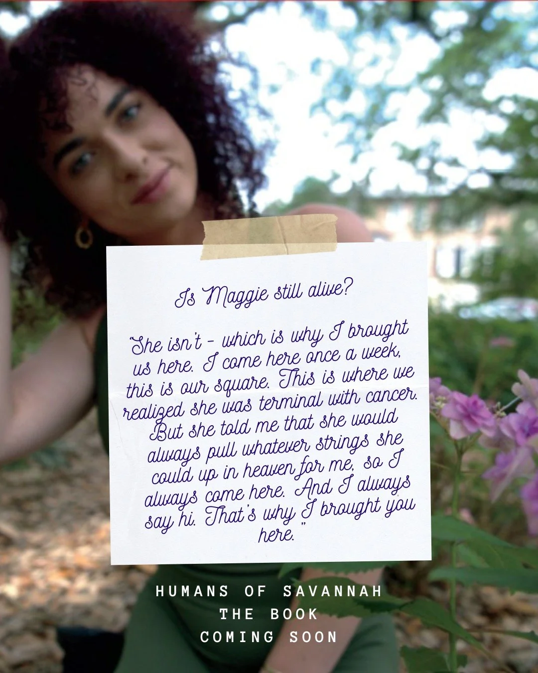 Another sneak peek from Kim's interview that will be in the book. This is about her Grandma Maggie. Part 1 was shared last night if you'd like to look back. Thank you Kim.
.
.
.
#humansofsavannah #visitsavannah #savannahblogger #savannahphotographer 