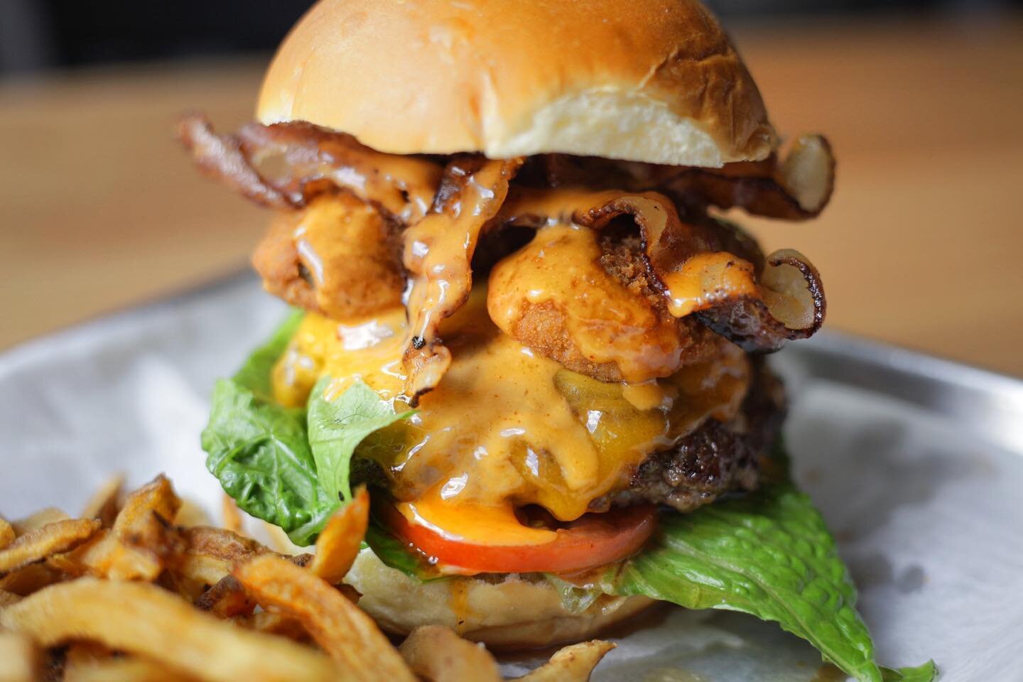 🍔BURGER OF THE MONTH 🍔
The Bang Bang Burger! 
Our 6 oz smash burger, cheddar cheese, bacon, jalape&ntilde;o poppers, lettuce, tomato, topped with our homemade Bang Bang sauce! 

&bull;
&bull;
&bull;
#burger #eats #njeats #foodie #food #instagood #l